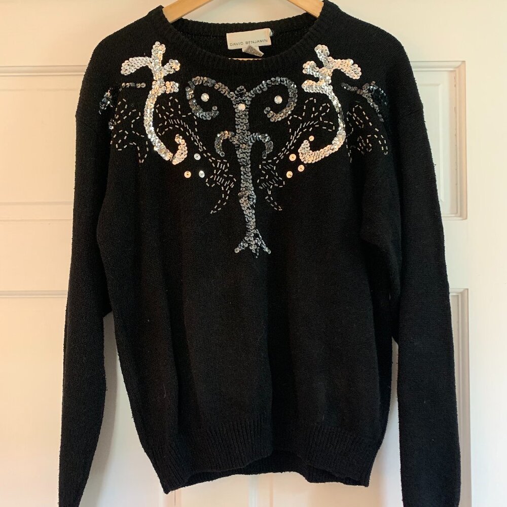 Vintage black beaded and sequined sweater